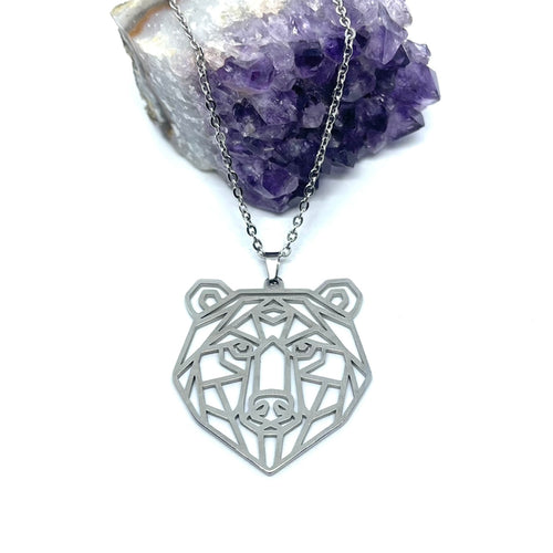 Origami Bear Necklace (Stainless Steel)