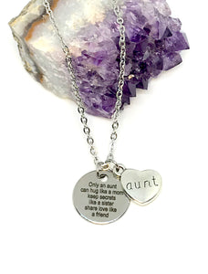 “Only an Aunt” 3-in-1 Charm Necklace (Stainless Steel)