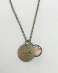 “live laugh love” Necklace (Antique Bronze)