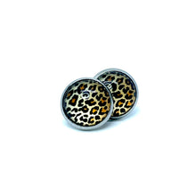 Load image into Gallery viewer, 12mm Golden Leopard Studs