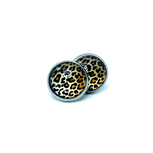 12mm Golden Leopard Studs