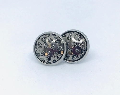 12mm Gunmetal Whirlpool Druzy Studs (Stainless Steel)