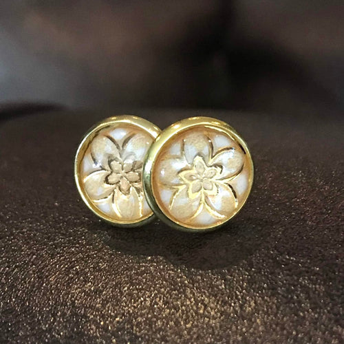 10mm White Flower Studs (Stainless Steel)