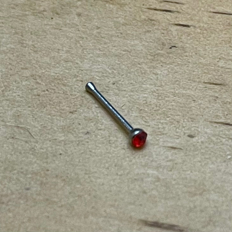 Ruby Red Crystal Nose Stud (Surgical Steel)