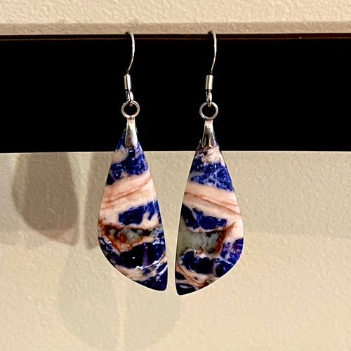 African Sodalite Drop Earrings (Surgical Steel)
