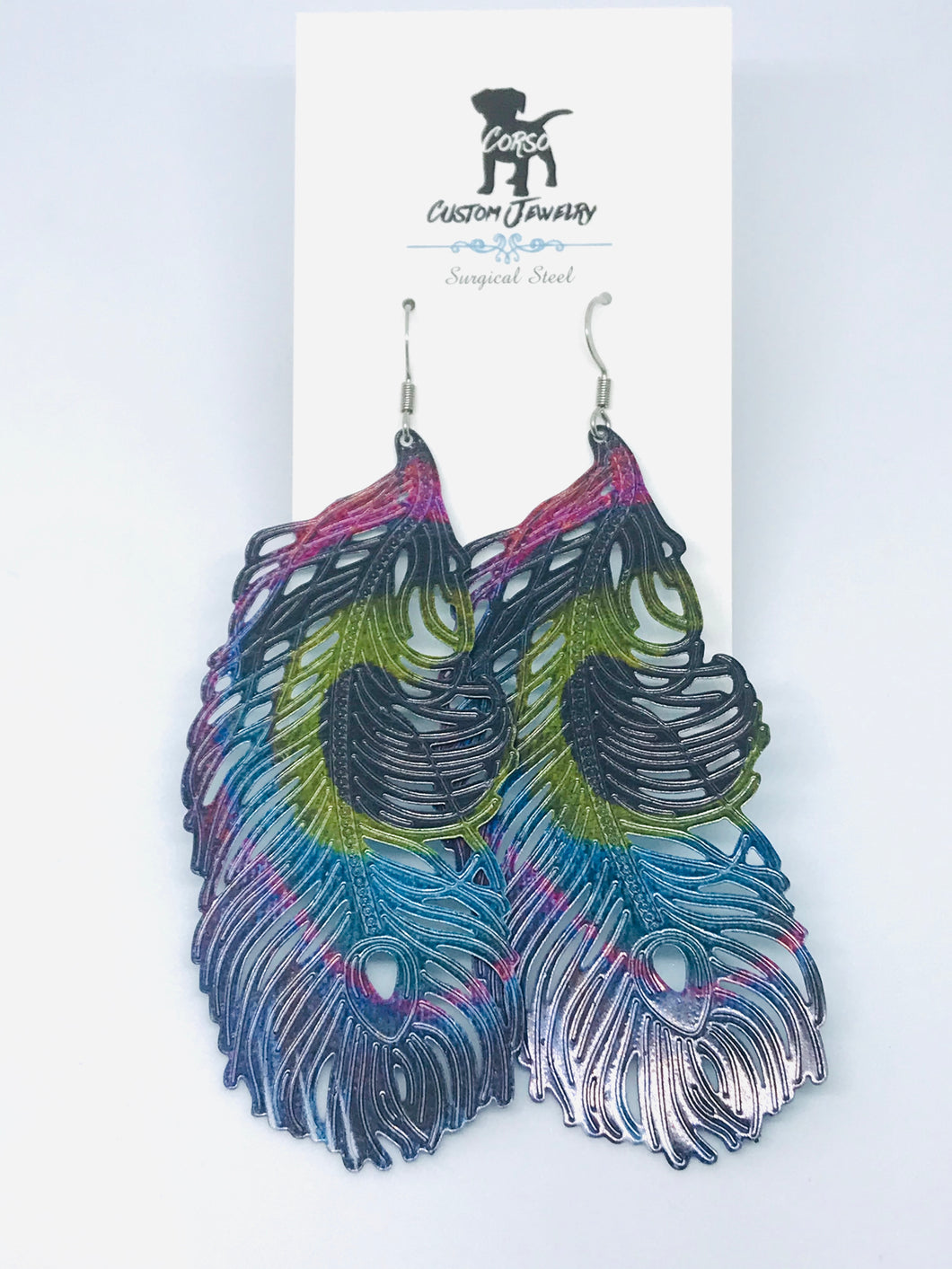 Feather Drop Earrings (Surgical Steel)