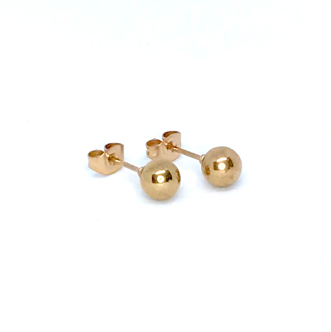 6mm Rose Gold Ball Studs (Stainless Steel)