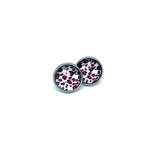 Load image into Gallery viewer, 10mm Pink Leopard Print Studs (Stainless Steel)