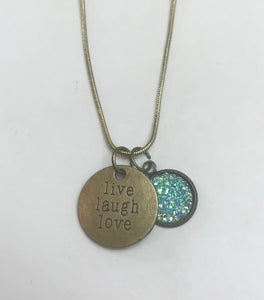 “live laugh love” Necklace (Antique Bronze)