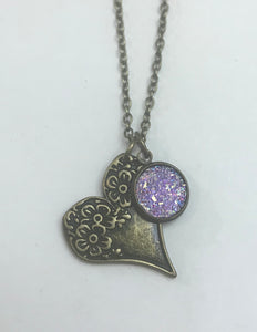 Floral Heart Necklace (Antique Bronze)