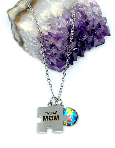 “Proud Autism Mom” 3-in-1 Necklace (Stainless Steel)