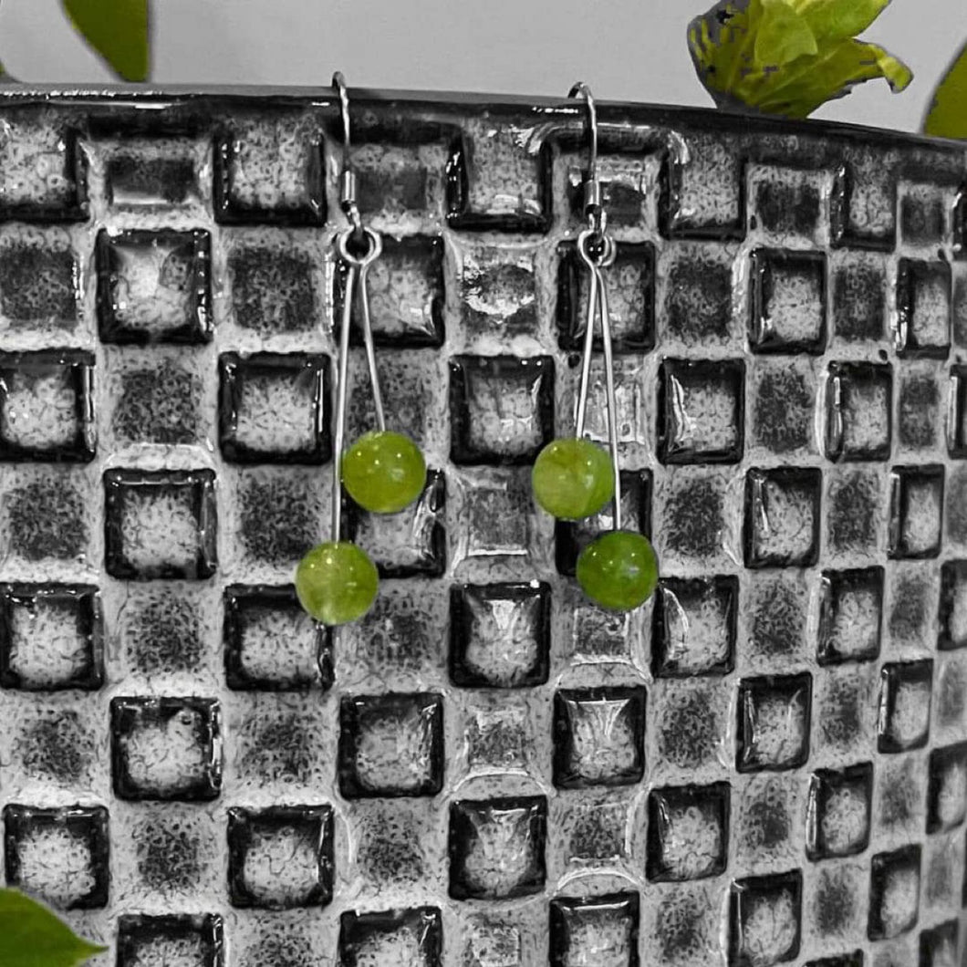 Dual Peridot Drop Earrings