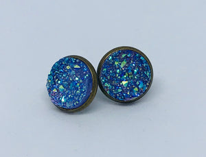 12mm Orchid Druzy Studs