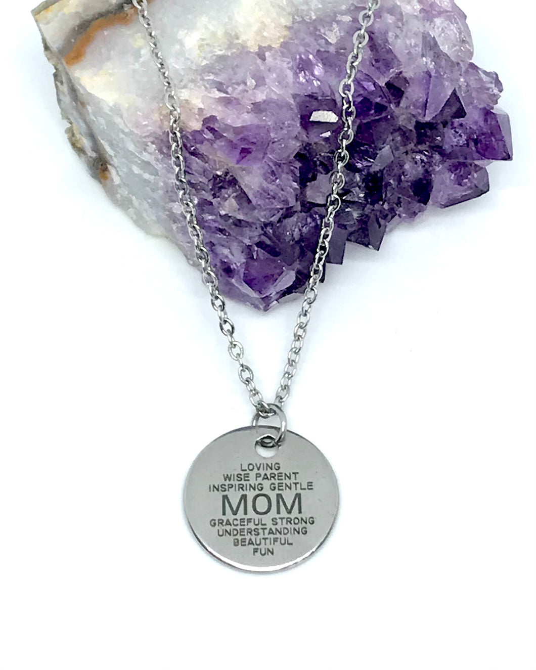 MOM Word Collage Necklace (Stainless Steel)