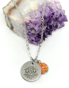 MOM Word Collage 3-in-1 Necklace (Stainless Steel)