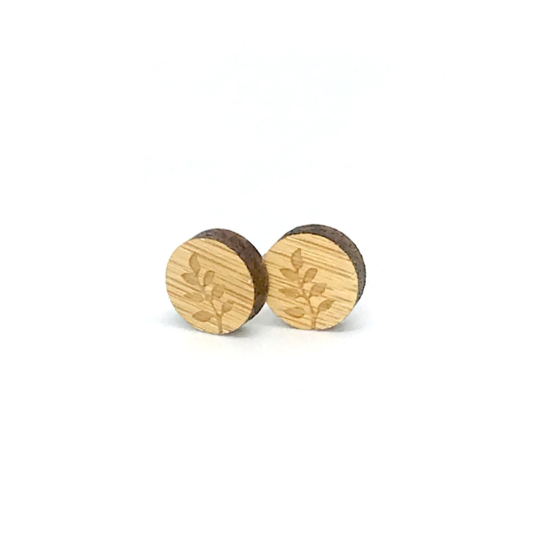 Wooden Leaf Studs (Stainless Steel)