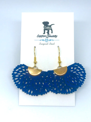 Fallen Leaf Drop Earrings in Blue