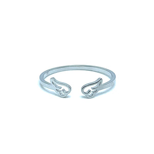Adjustable Angel Wing Ring (Stainless Steel)