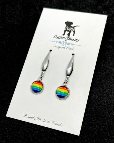 8mm Rainbow Drop Earrings (Surgical Steel)