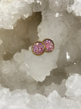 Load image into Gallery viewer, 8mm Pink Druzy Studs