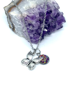 Fluttering Butterfly 3-in-1 Necklace (Stainless Steel)