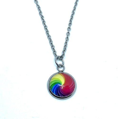 12mm Rainbow Swirl Necklace