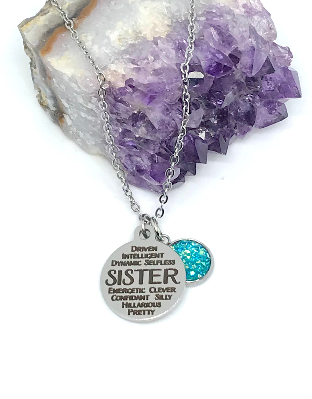 SISTER Word Collage 3-in-1 Necklace (Stainless Steel)
