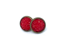 Load image into Gallery viewer, 10mm Red Druzy Studs