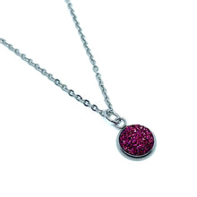 Load image into Gallery viewer, Sangria Shimmer Druzy Necklace (Stainless Steel)