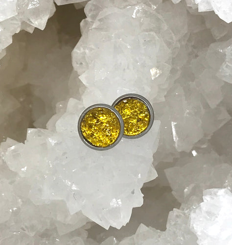 8mm Sunshine Yellow Druzy Studs