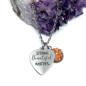 "Strong Beautiful Worthy" 3-in-1 Necklace (Stainless Steel)