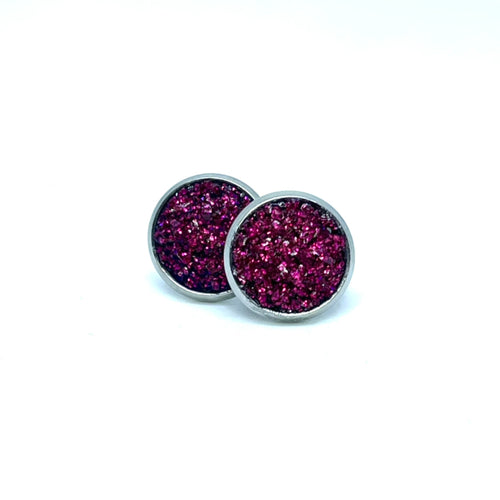10mm Sangria Shimmer Druzy Studs