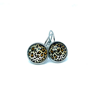 12mm Golden Leopard Leverback Drop Earrings (Stainless Steel)