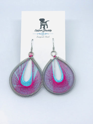 Fuchsia String Teardrop Earrings