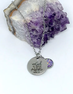“With God All Things Are Possible” 3-in-1 Necklace (Stainless Steel)