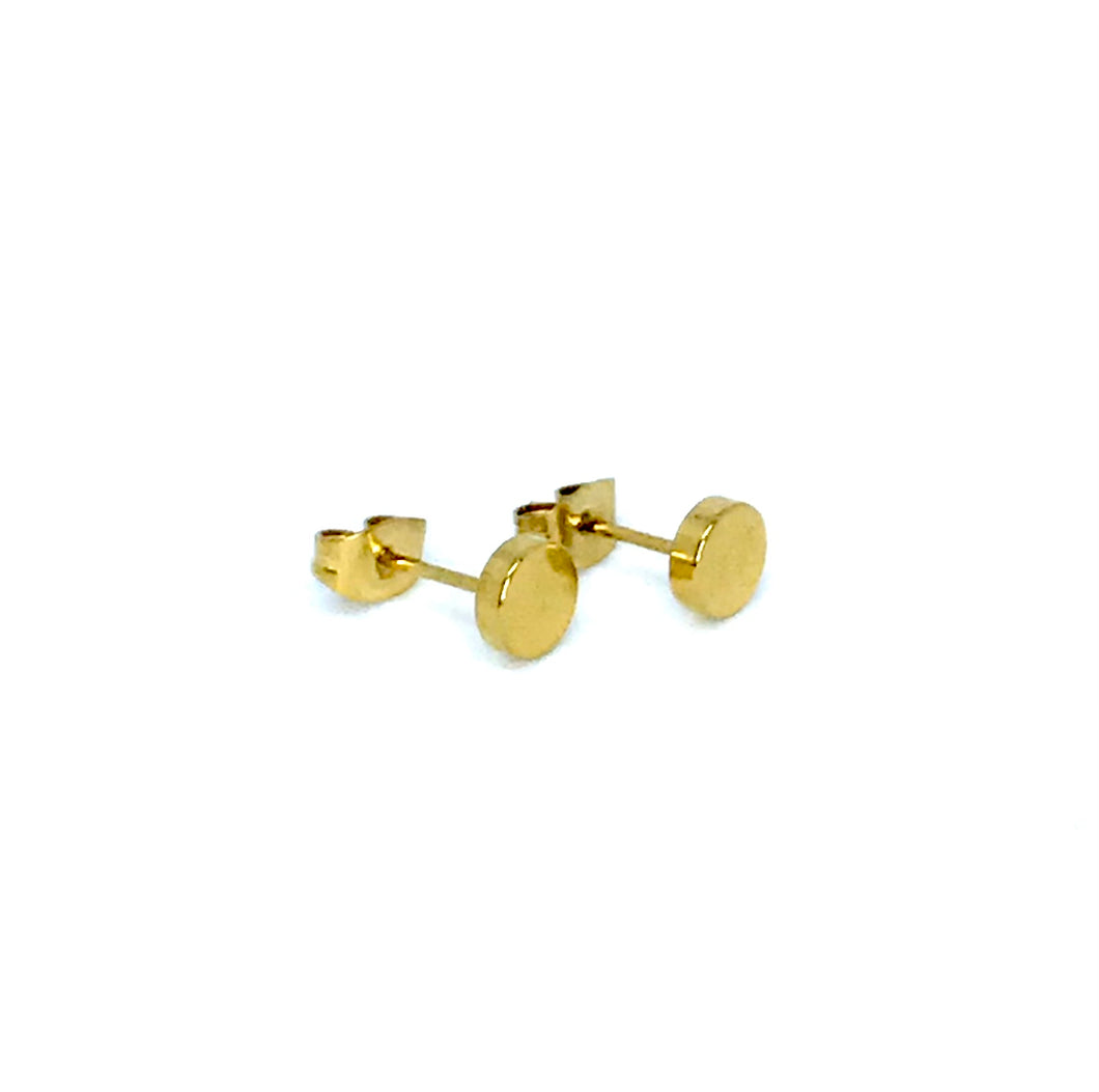 6mm Gold Round Studs (Stainless Steel)