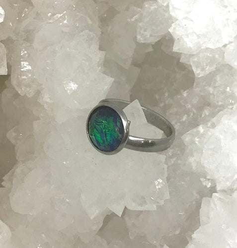 10mm Aurora Borealis Ring (Stainless Steel) - Size 7 Only