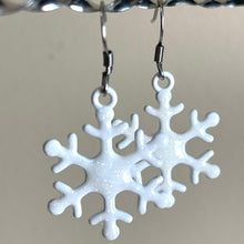 Load image into Gallery viewer, Shimmering Snowflake Drop Earrings