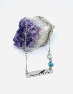 Mamasaur Birthstone Necklace with Two Babies (Stainless Steel)