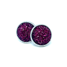 Load image into Gallery viewer, 12mm Sangria Shimmer Druzy Studs