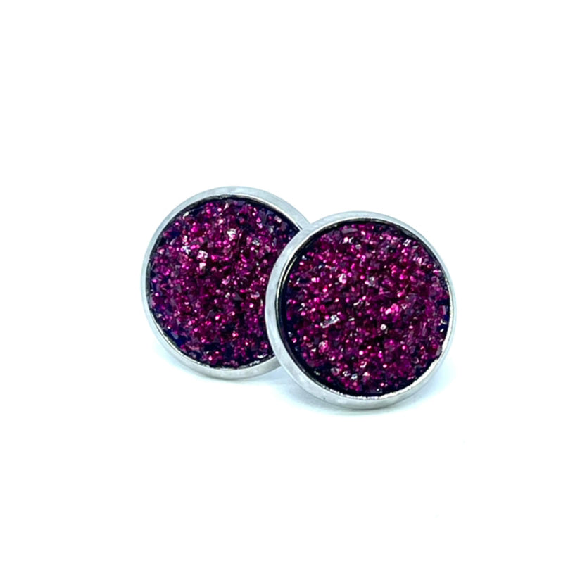 12mm Sangria Shimmer Druzy Studs