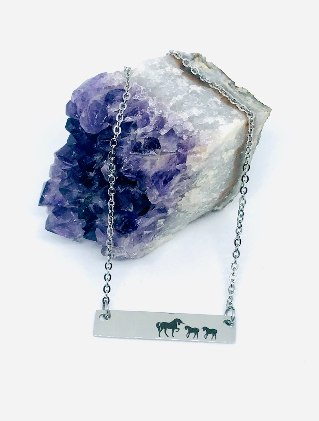 Mama Unicorn Necklace with Two Babies (Stainless Steel)