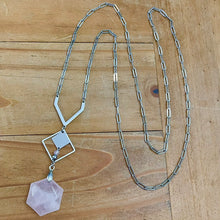 Load image into Gallery viewer, Modern Rose Quartz Necklace (Stainless Steel)
