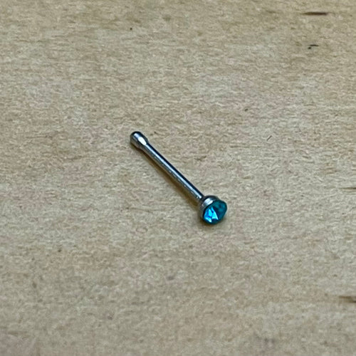 Blue Topaz Crystal Nose Stud (Surgical Steel)