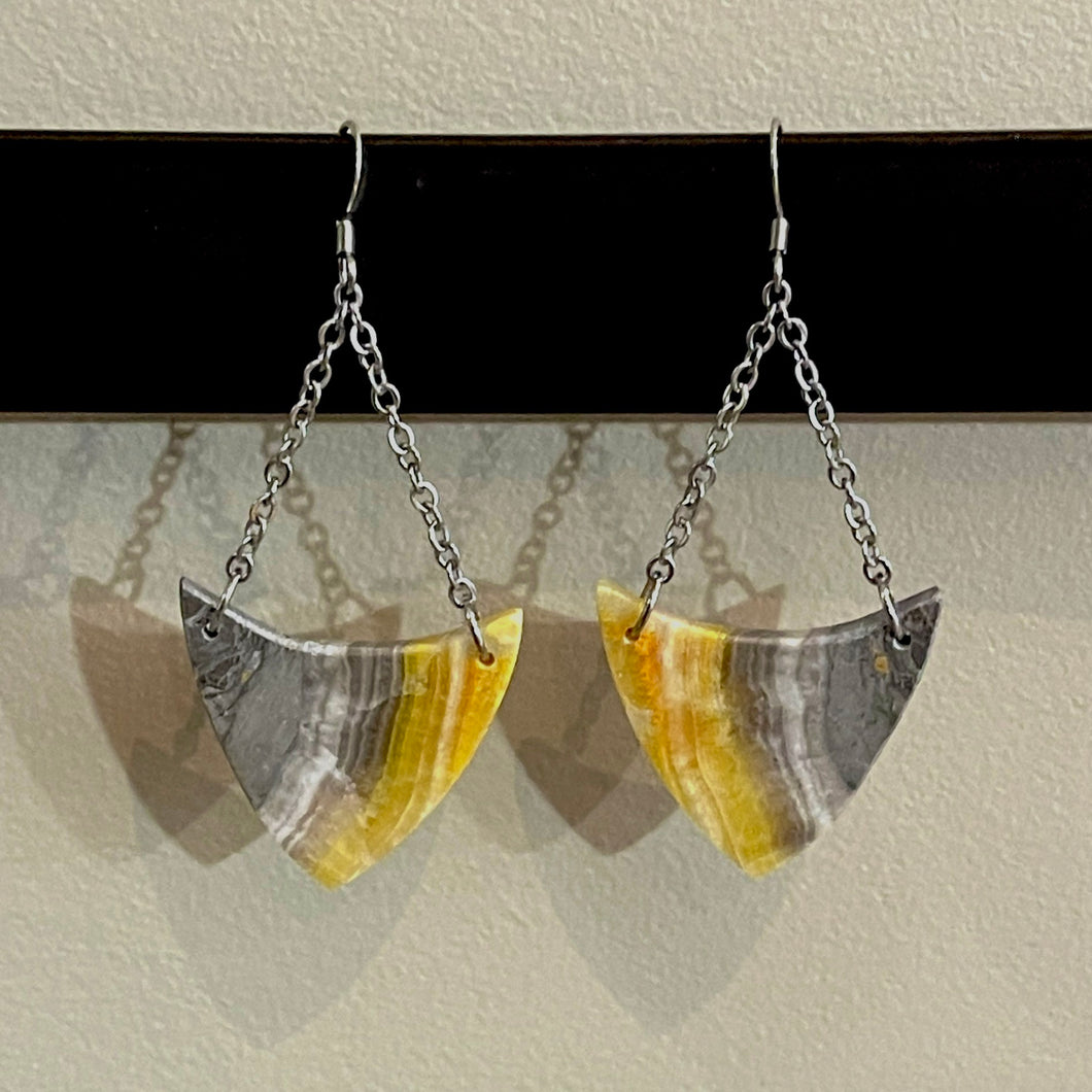 Bumblebee Jasper Drop Earrings (Surgical Steel)
