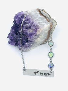 Mama Unicorn Birthstone Necklace with Three Babies (Stainless Steel)