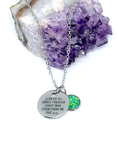 “I Can Do All Things Through Christ Who Strengthens Me” 3-in-1 Necklace (Stainless Steel)