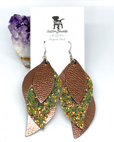 Party Leather Drop Earrings in Cinnamon