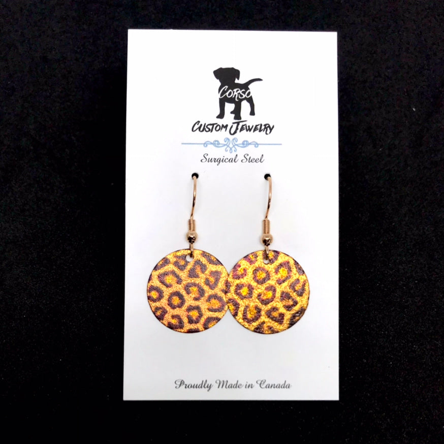 Leopard Print Drop Earrings (Surgical Steel)