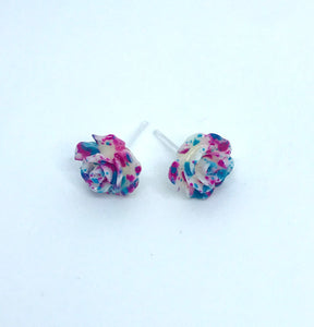 Pink and Blue Rose Studs (No Metal)